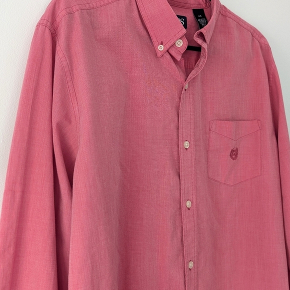 Chaps Men’s Easy Care Long Sleeve Pink Shirt In Size L - Picture 3 of 8